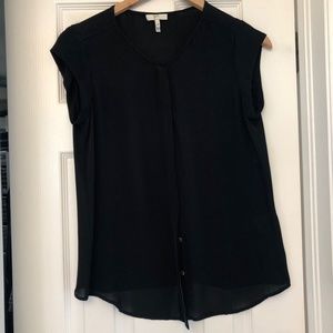 Joie Cap-Sleeve Silk Blouse - Black XS